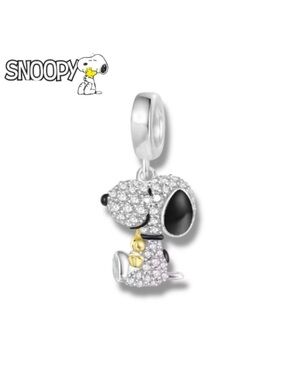 Peanuts Snoopy Crystal Charm - Silver, Black, Gold